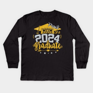 Mom Senior 2024 Proud Mom of a Class of 2024 Graduate Mother Kids Long Sleeve T-Shirt